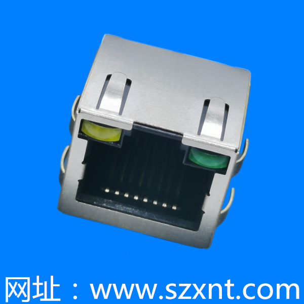 香港RJ45 板上有燈帶鐵殼 帶彈片